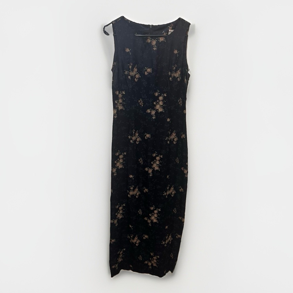 Vtg Rampage 90s Y2K Black Satin Maxi Asian Dress 9‎ Prom Hoco Grunge Whimsigoth